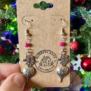 Root Veggie Earrings with Ruby Beads